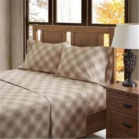True North By Sleep Philosophy Twin Extra Large Size Sheet Set, Tan Plaid TN20-0210